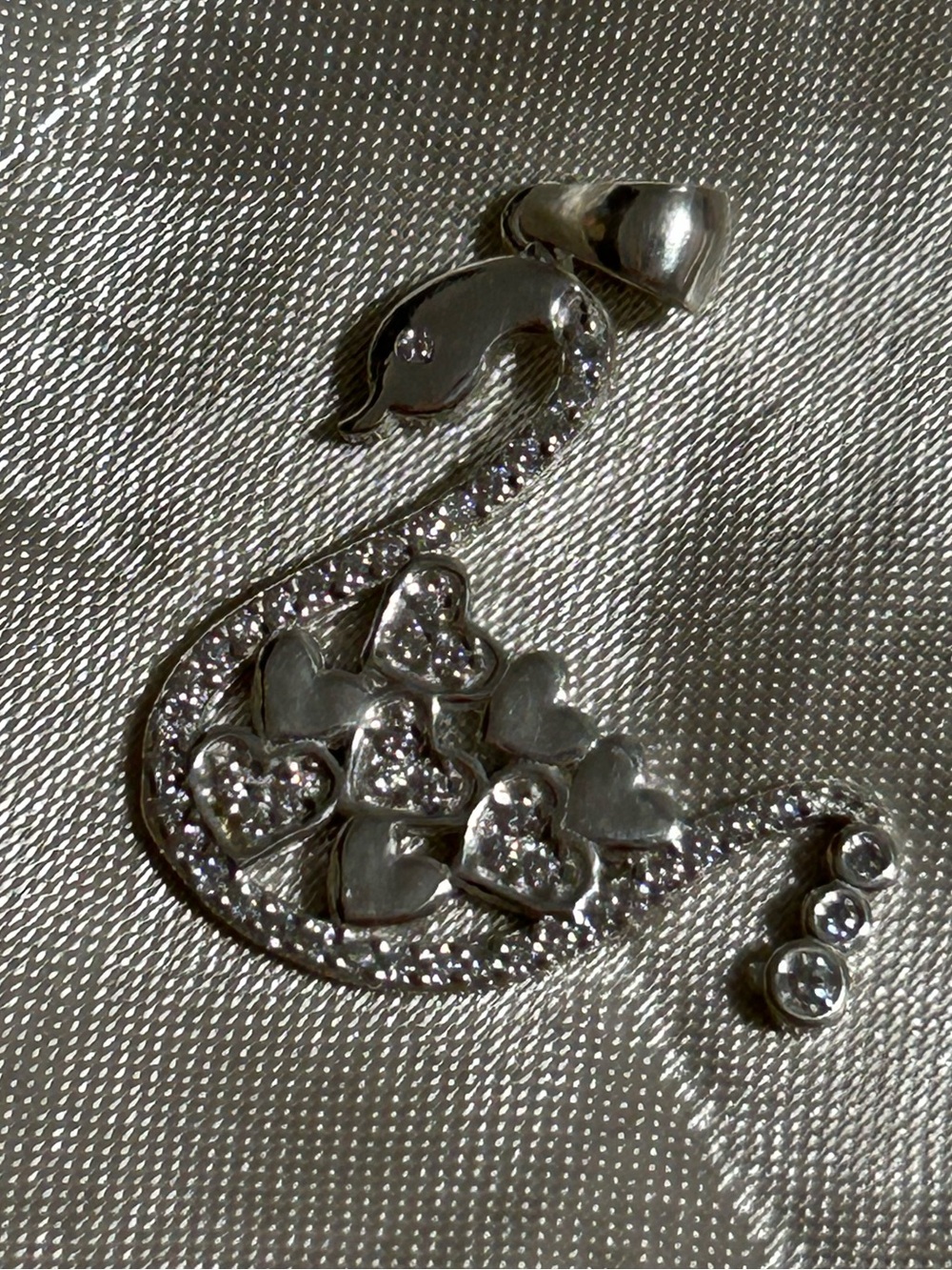 Sterling Silver Heart Cluster Swan Pendant